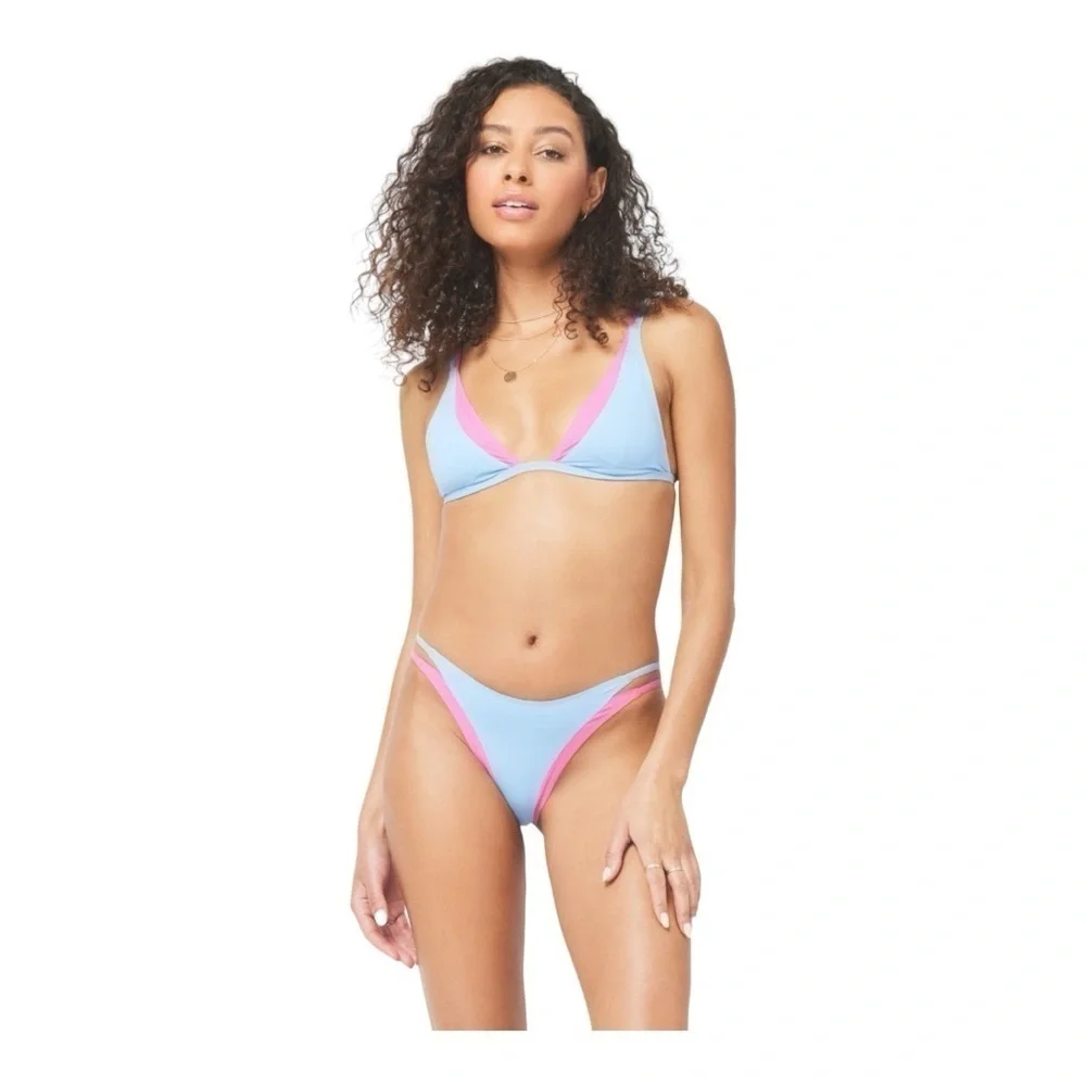 L*Space Finneas Top Light Blue & Pink Style CBFIT22 ABG Size Large‎ NWT